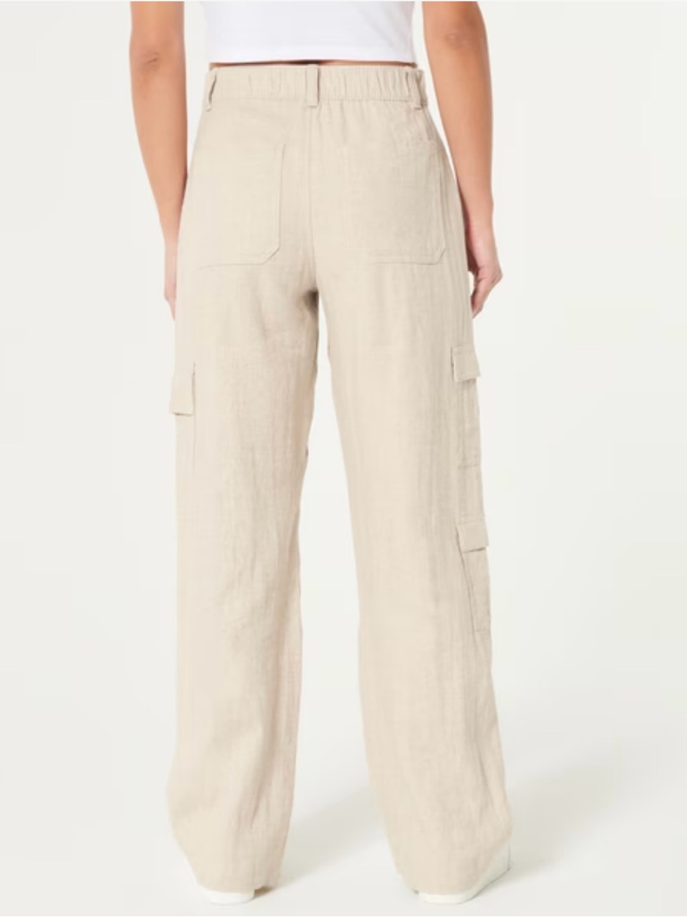 Hollister baggy Linen blend lWide-Leg Cargo Pants in Beige - Women - Picture 4 of 9